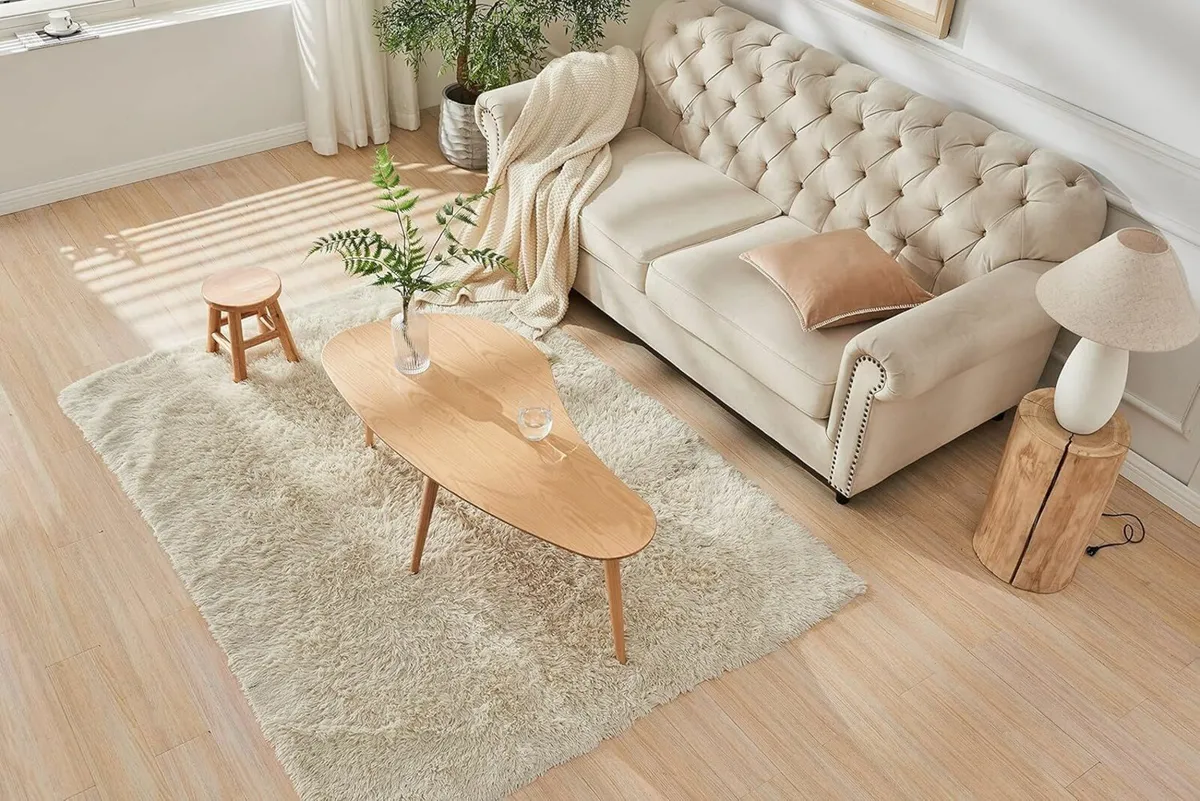 Wooden Oval Coffee Table;Mid Century Modern Side - Image 4