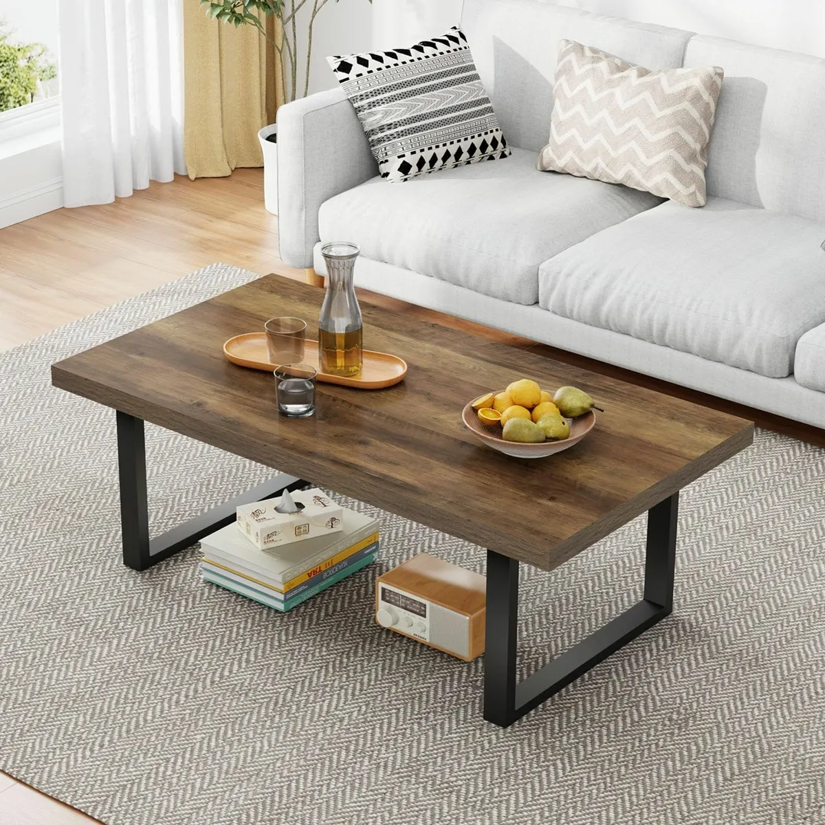 Farmhouse Coffee Table Modern Simple Wooden for - Image 1