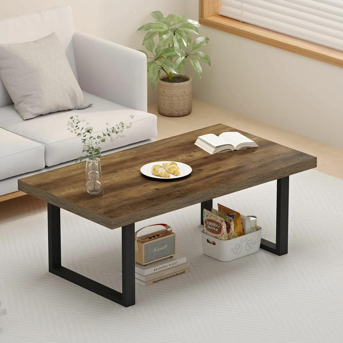 Farmhouse Coffee Table Modern Simple Wooden for - Image 3