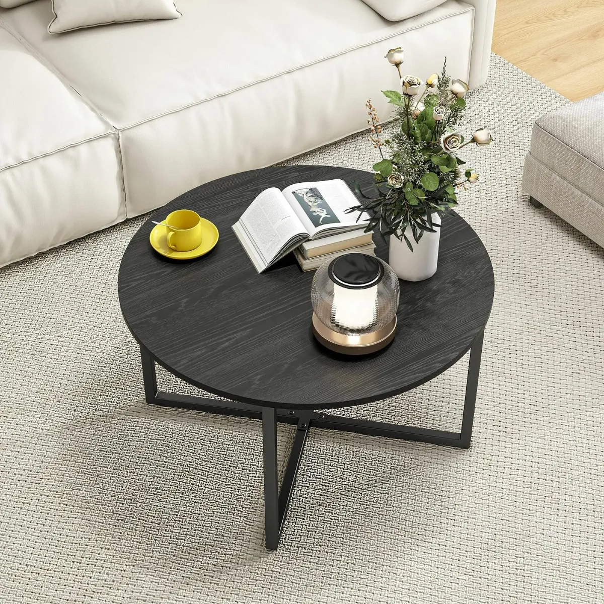 Round Coffee Table Tea End Sofa for Living Room - Image 1