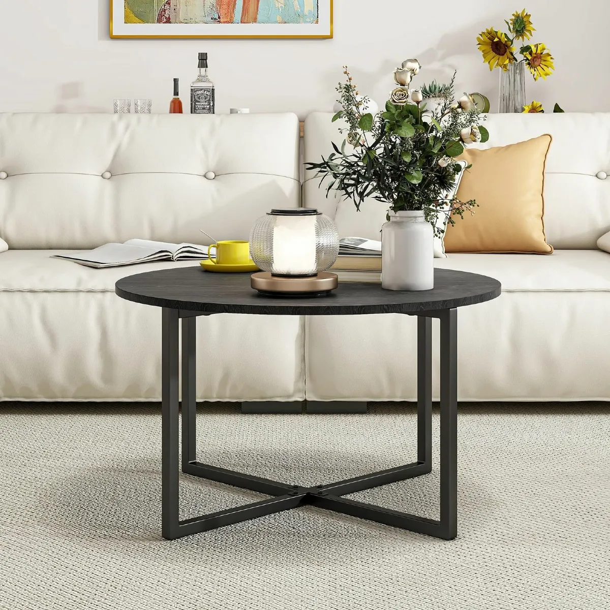 Round Coffee Table Tea End Sofa for Living Room - Image 3