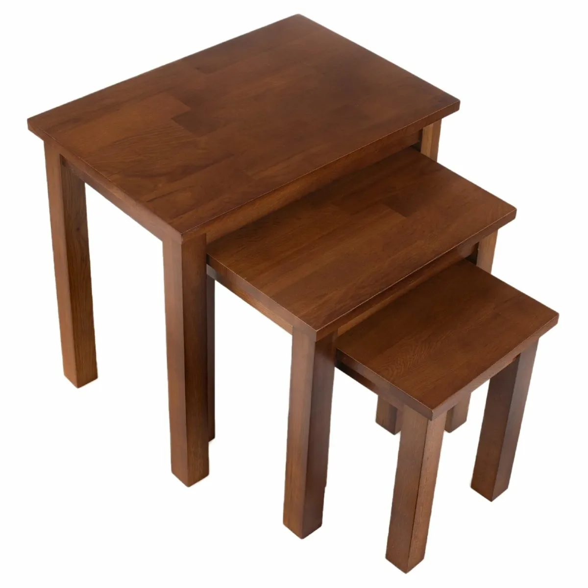 Oak 3 Nest of Tables in Light Solid Wooden Side - Image 4