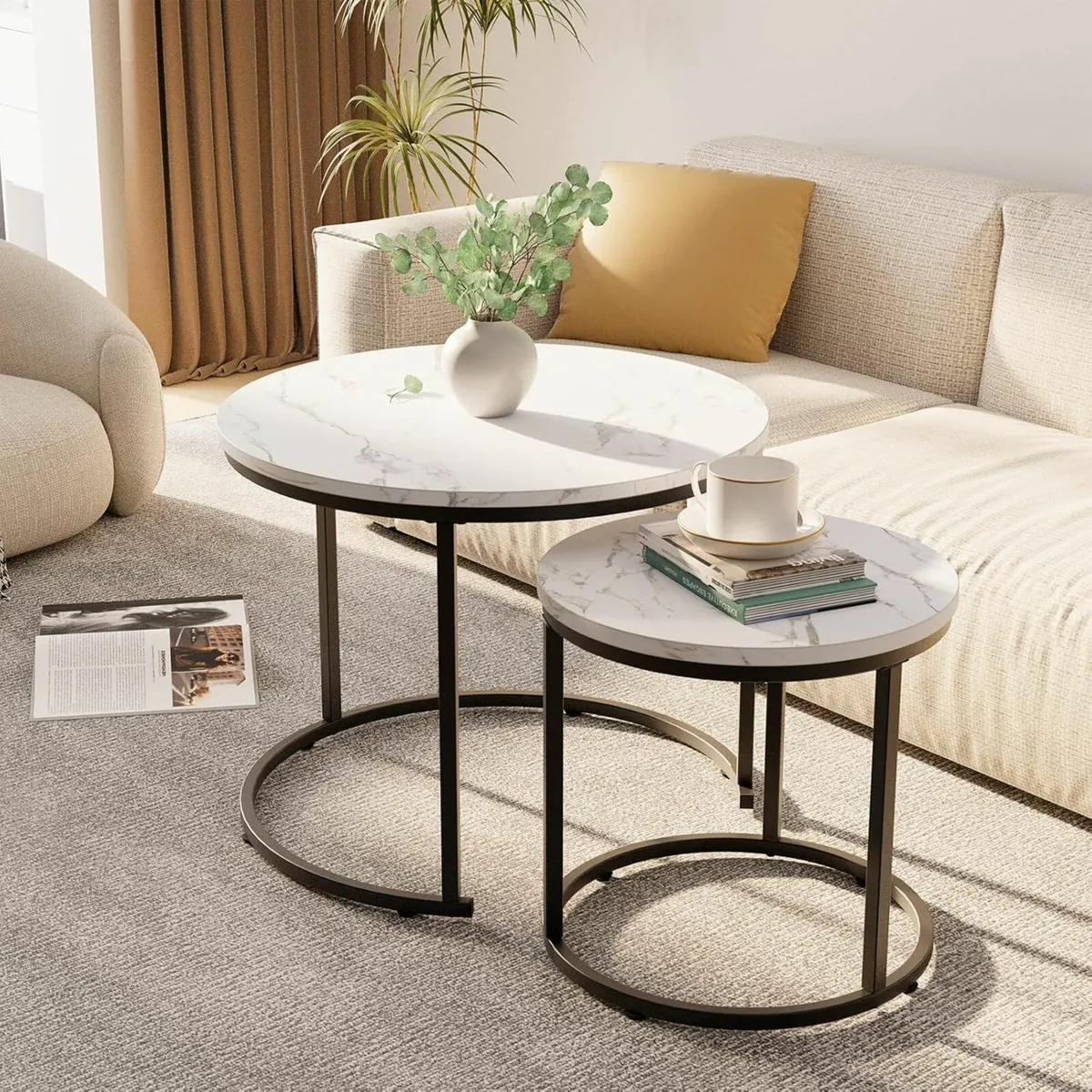 Coffee Table Round Nest of Tables Set 2 for - Image 2