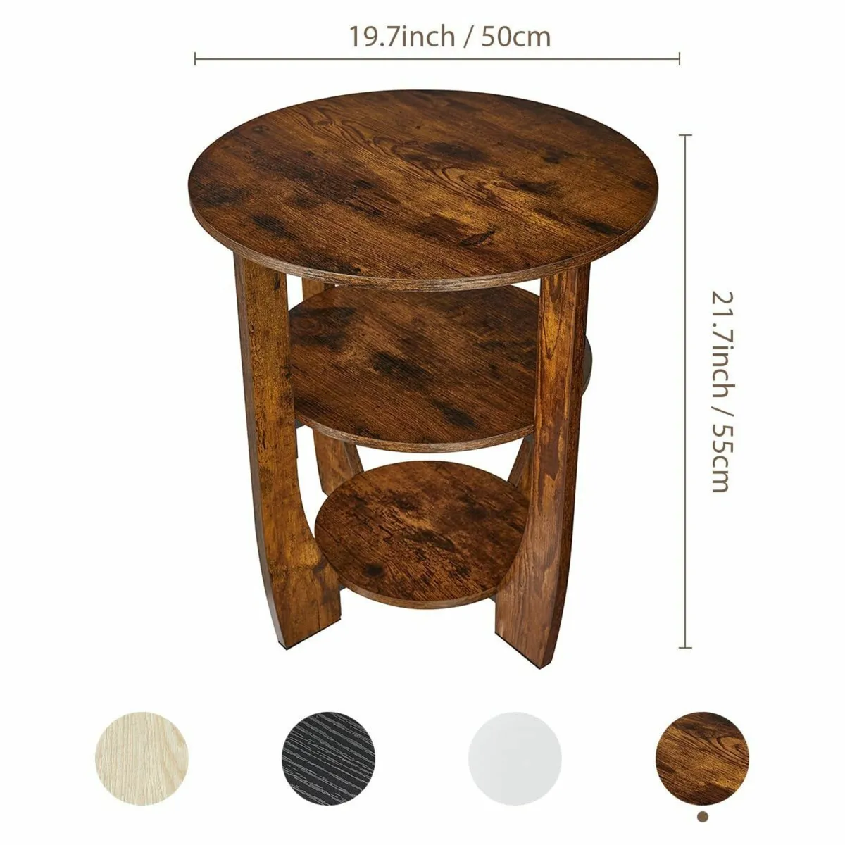 3 Tier Round Side Table Farmhouse Wood End Tables - Image 3
