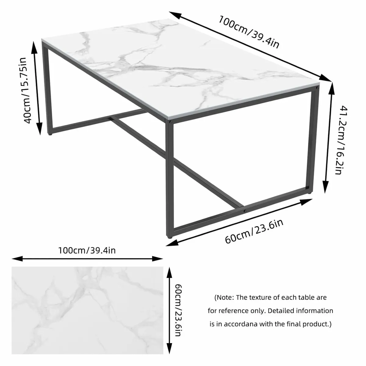 Rectangle Coffee Tables Sintered Stone: White - Image 2