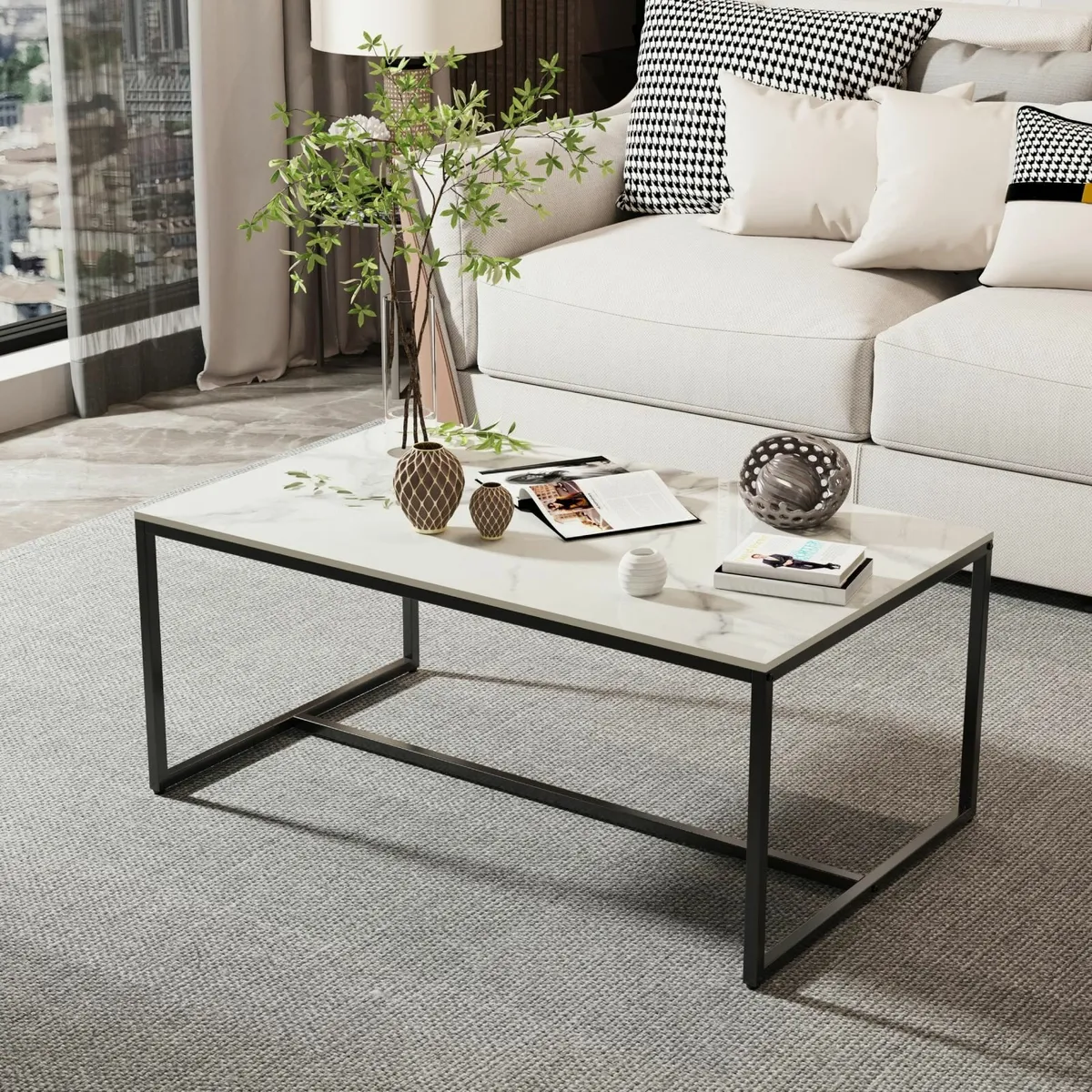 Rectangle Coffee Tables Sintered Stone: White - Image 1