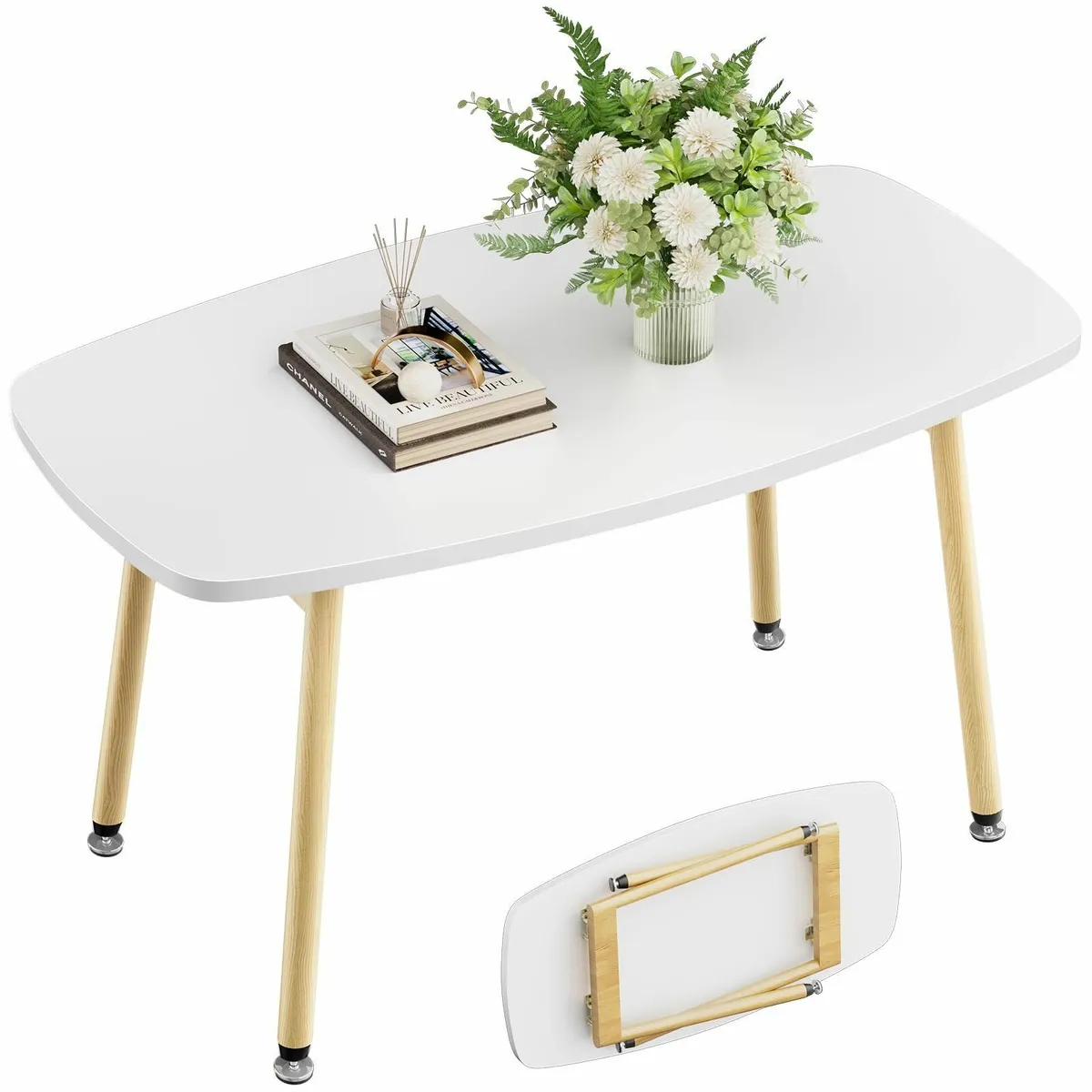 Folding Coffee Table White Small Tables for - Image 1