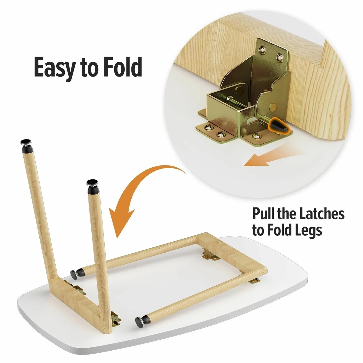 Folding Coffee Table White Small Tables for - Image 3