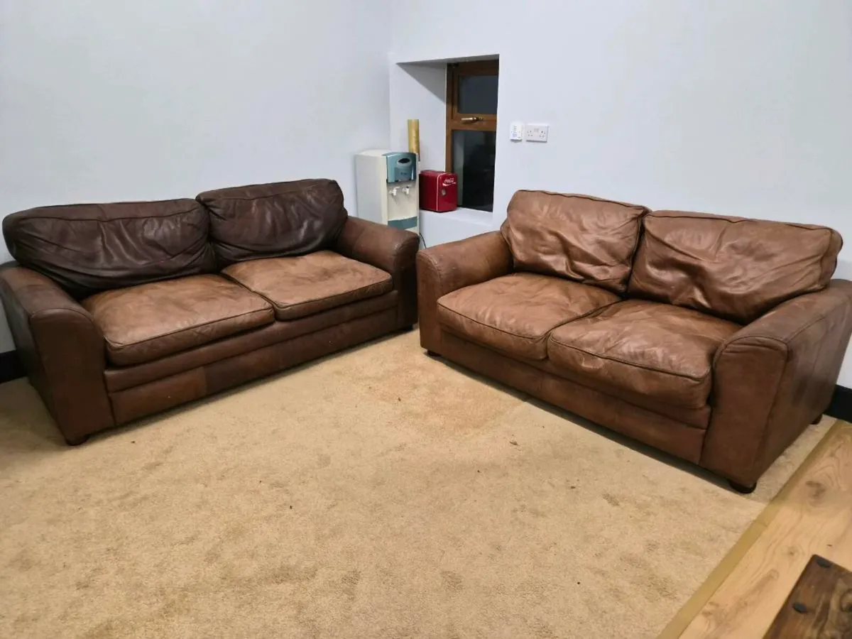 2x2 Seater Genuine Leather sofas - Image 3