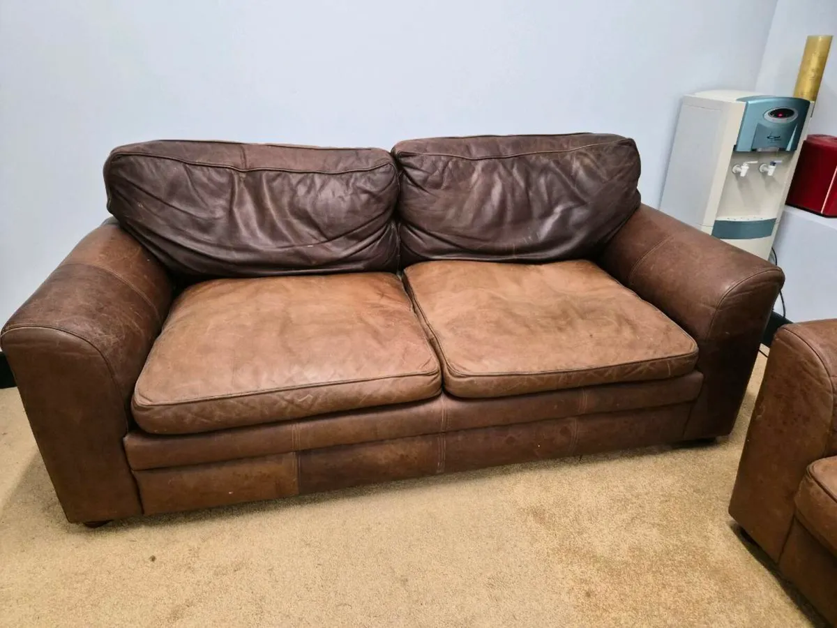 2x2 Seater Genuine Leather sofas - Image 1