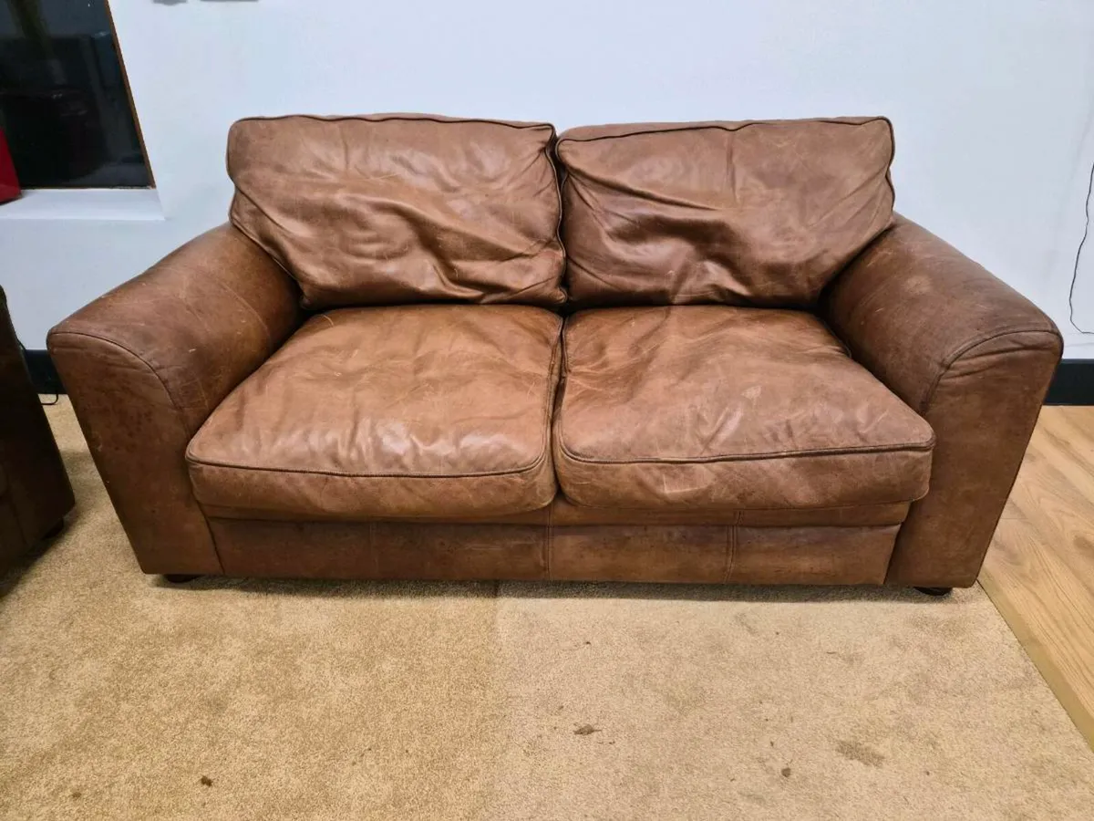 2x2 Seater Genuine Leather sofas - Image 2