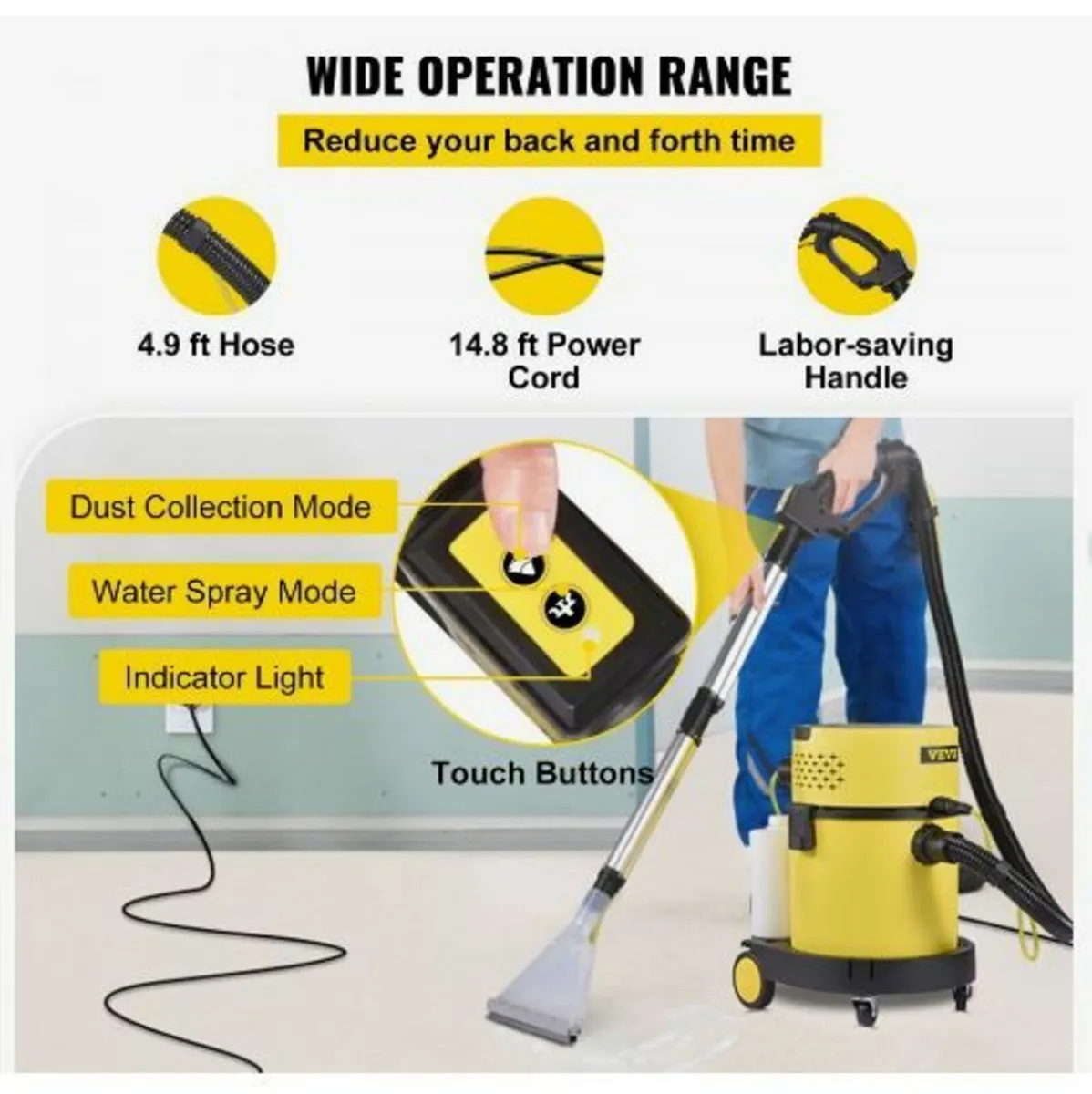 Wet Dry Vacuum Cleaner, 20.1 L 2 Peak HP - Image 4