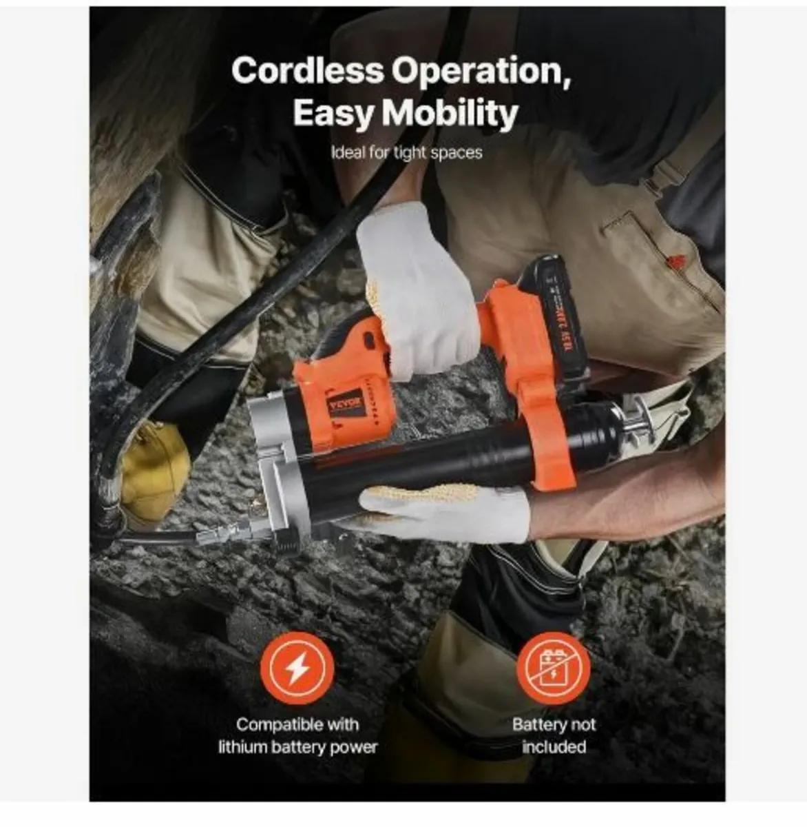 Cordless Grease Gun, 8000 PSI Max Pressure - Image 2