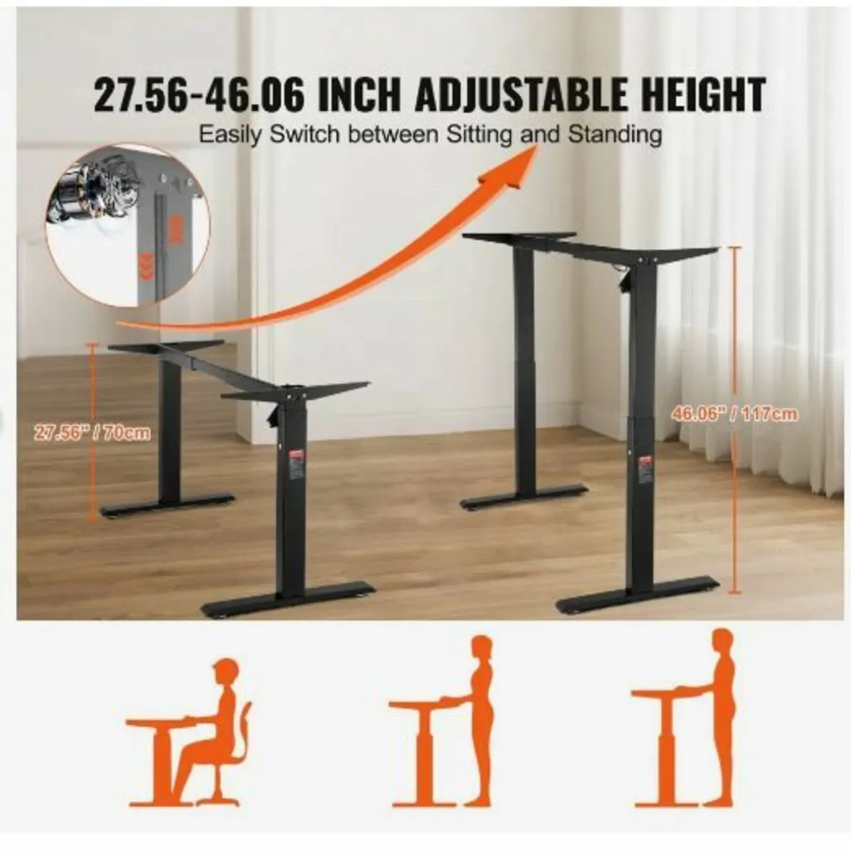 Standing Desk Frame, Adjustable 70-117 cm - Image 4