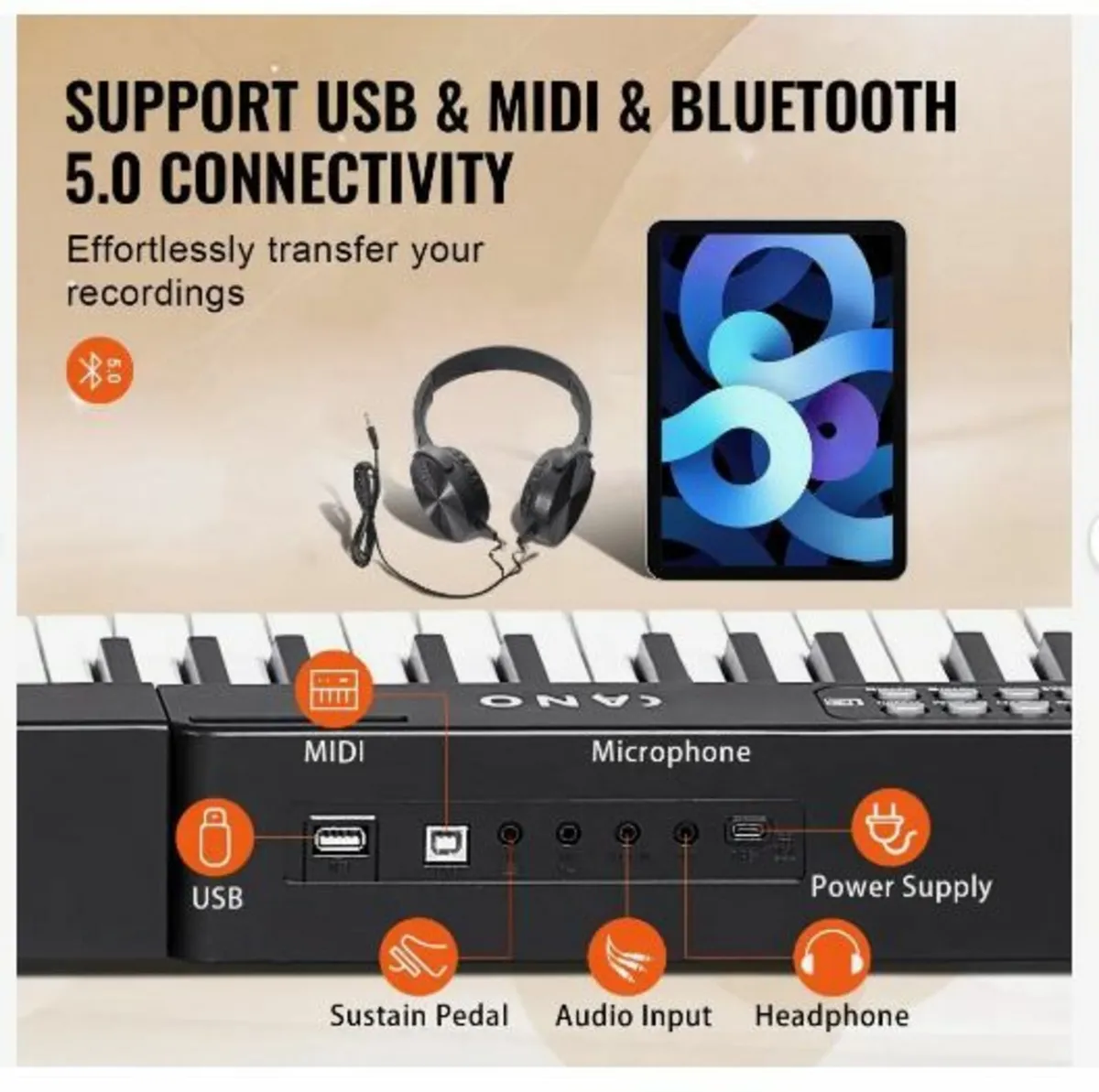 88 Key Digital Piano Keyboard, Semi Weighted - Image 2