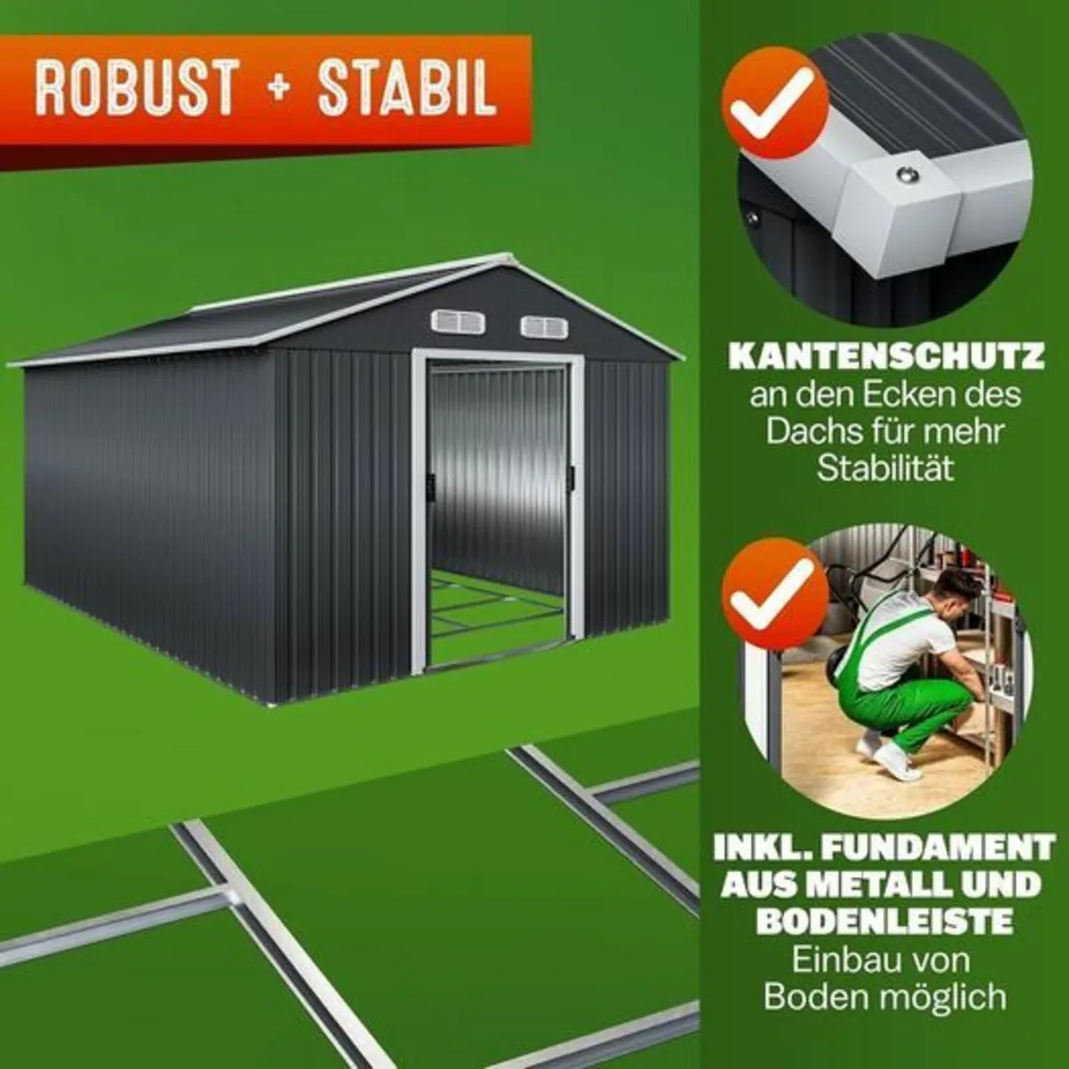 Metal Shed 10 x 8 ft Charcoal - Image 2