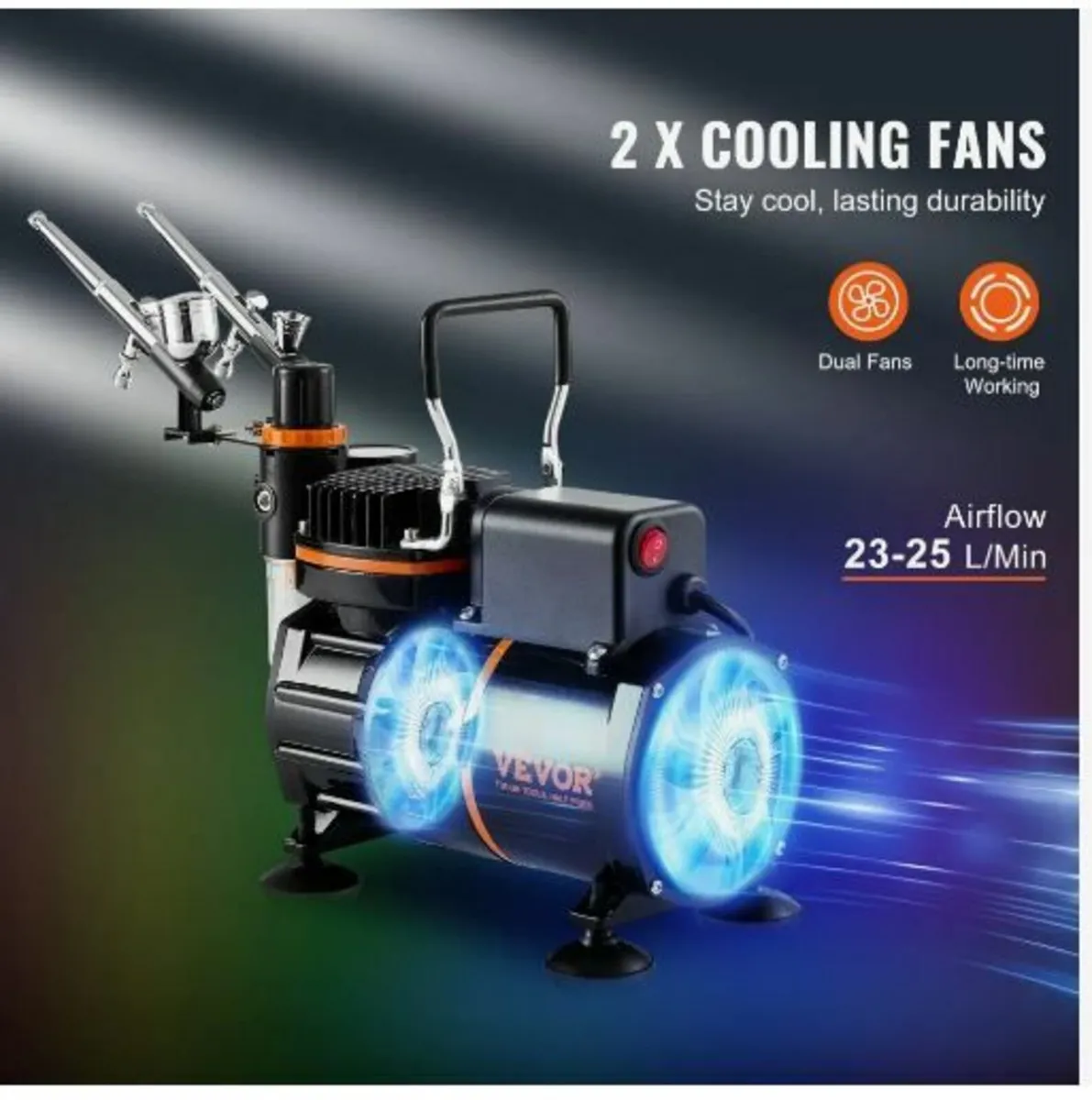 Airbrush Kit, Dual Fan Air Compressor - Image 3
