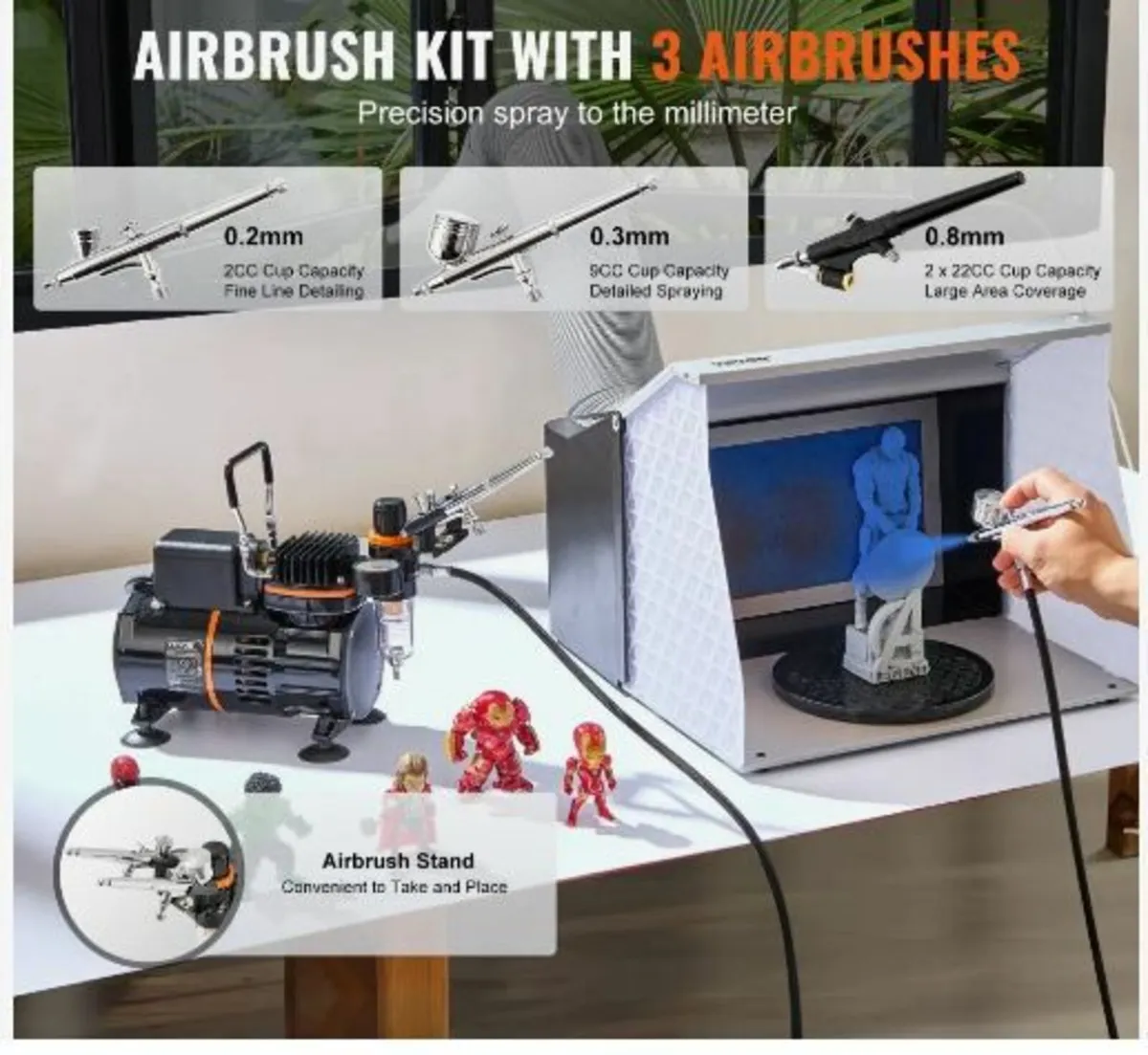 Airbrush Kit, Dual Fan Air Compressor - Image 2