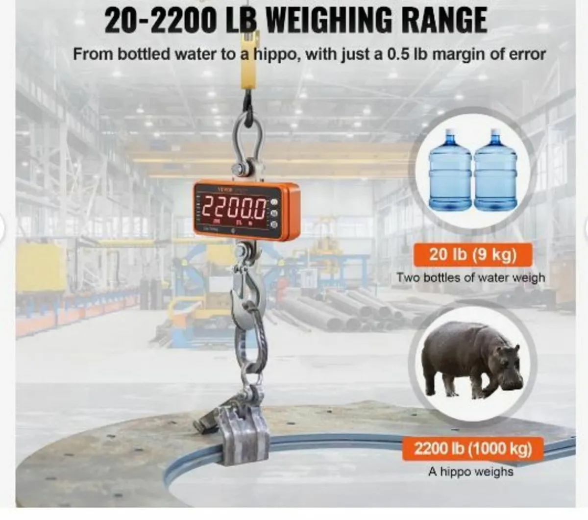 Digital Crane Scale, 2200 lbs/1000 kg - Image 2