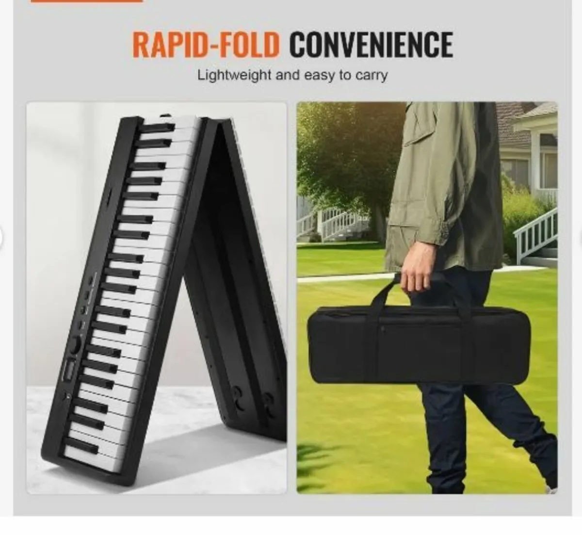 88 Key Folding Keyboard Piano, Bluetooth - Image 1