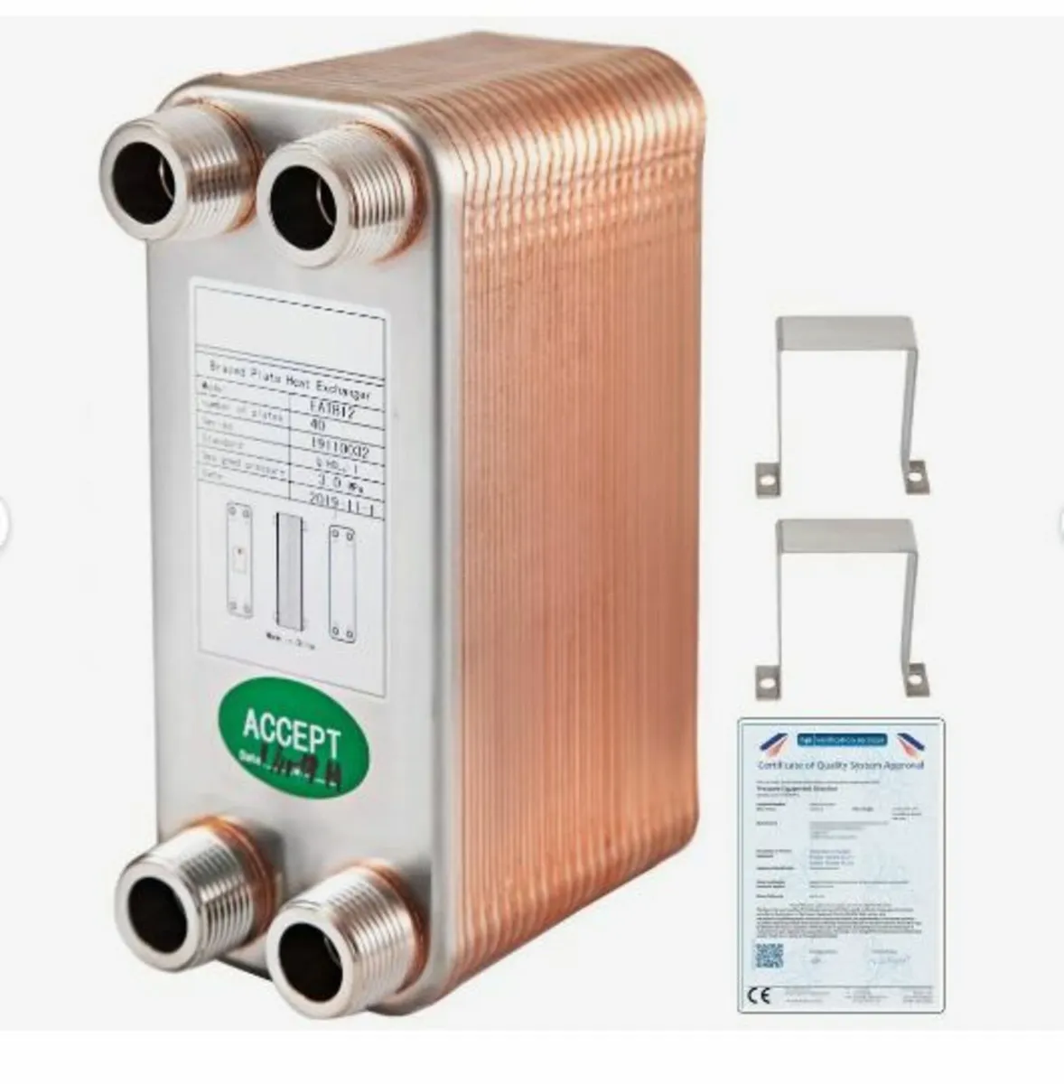 Heat Exchanger 3/4” MNPT Ports Brazed Plate - Image 2