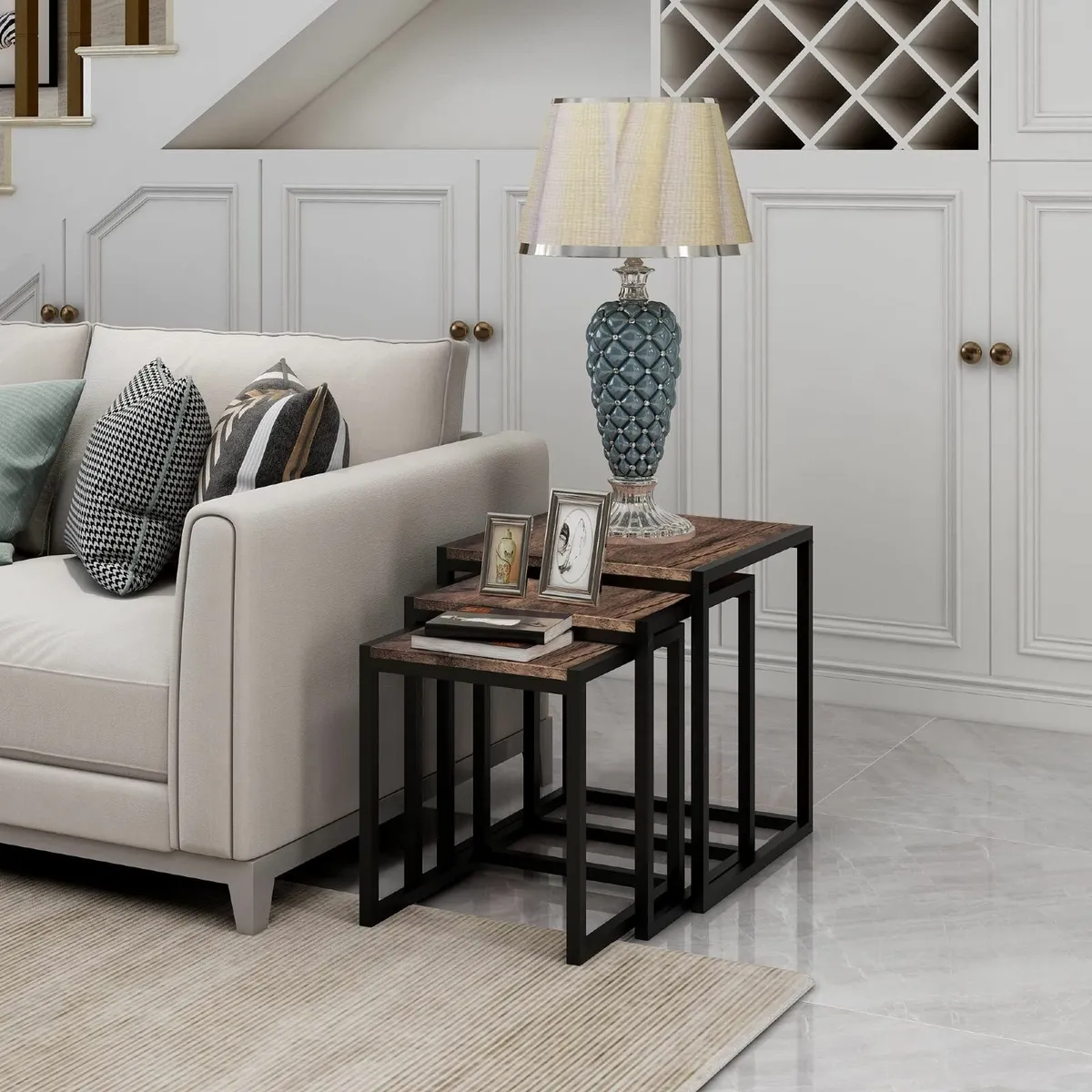 Nesting Tables Set of 3 Wooden Coffee Table - Image 4