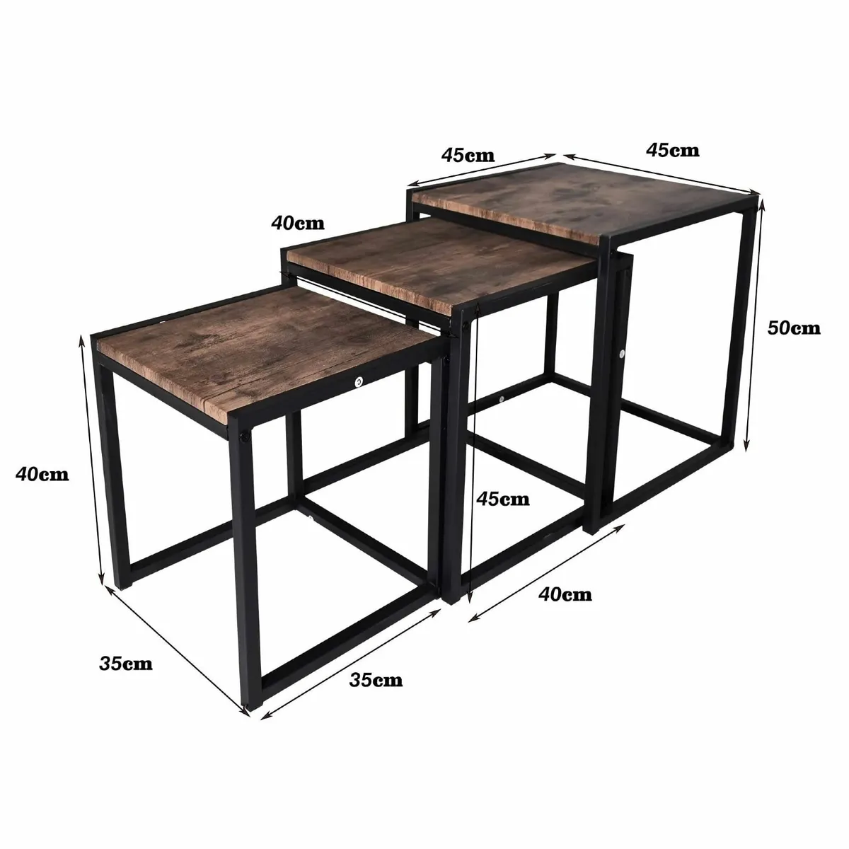 Nesting Tables Set of 3 Wooden Coffee Table - Image 2
