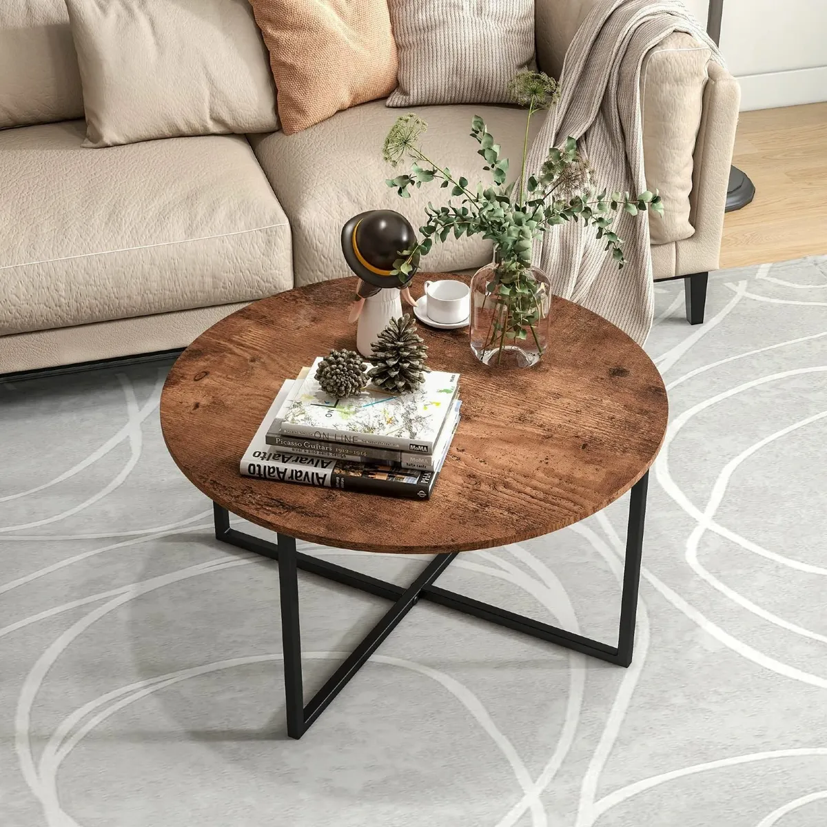 Round Coffee Table Tables for Living Room Tea End - Image 4
