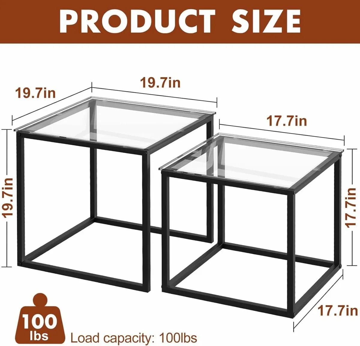 Nesting Tables Set of 2 End Table Coffee Side - Image 3