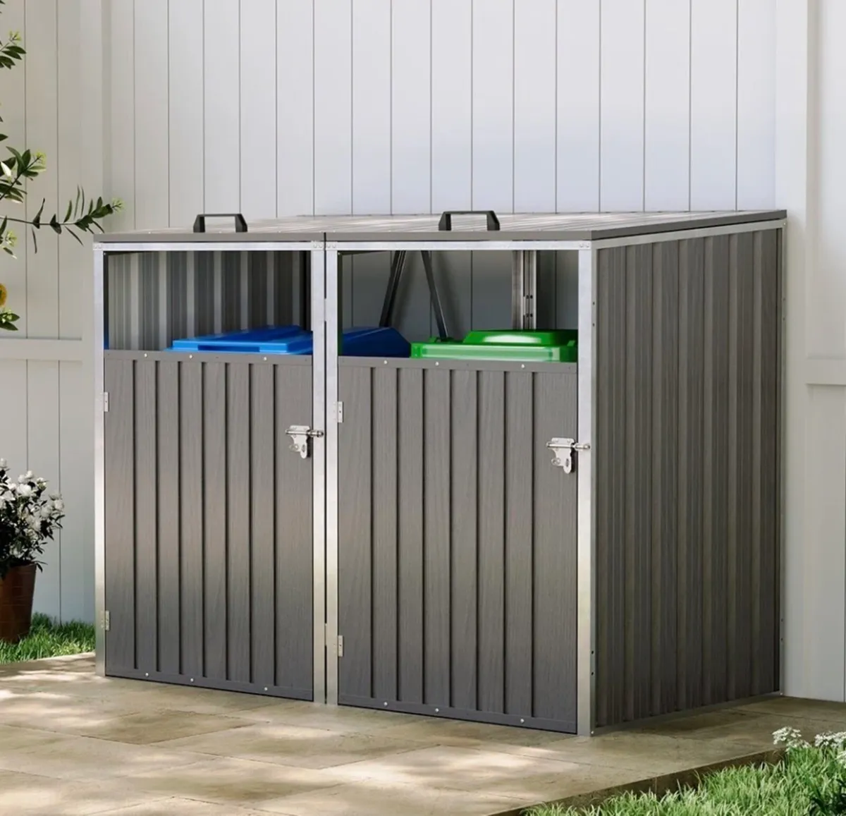 Double Wheelie Bin Shelter Shed Storage NEW - Image 4