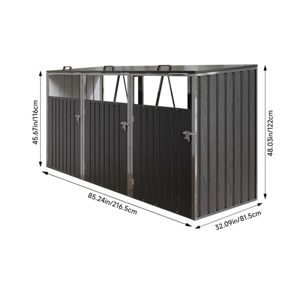 Triple Metal Wheelie Bin Shelter Shed Storage NEW - Image 3