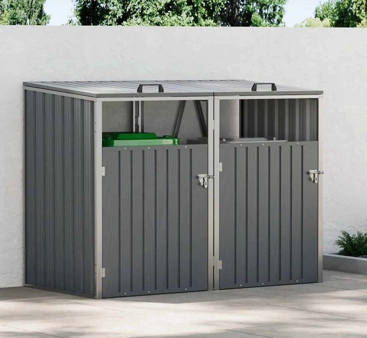 Triple Metal Wheelie Bin Shelter Shed Storage NEW - Image 4