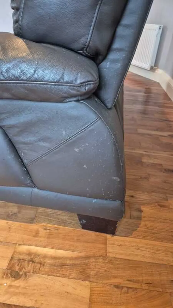 Brown Leather Sofa Suite - Image 4