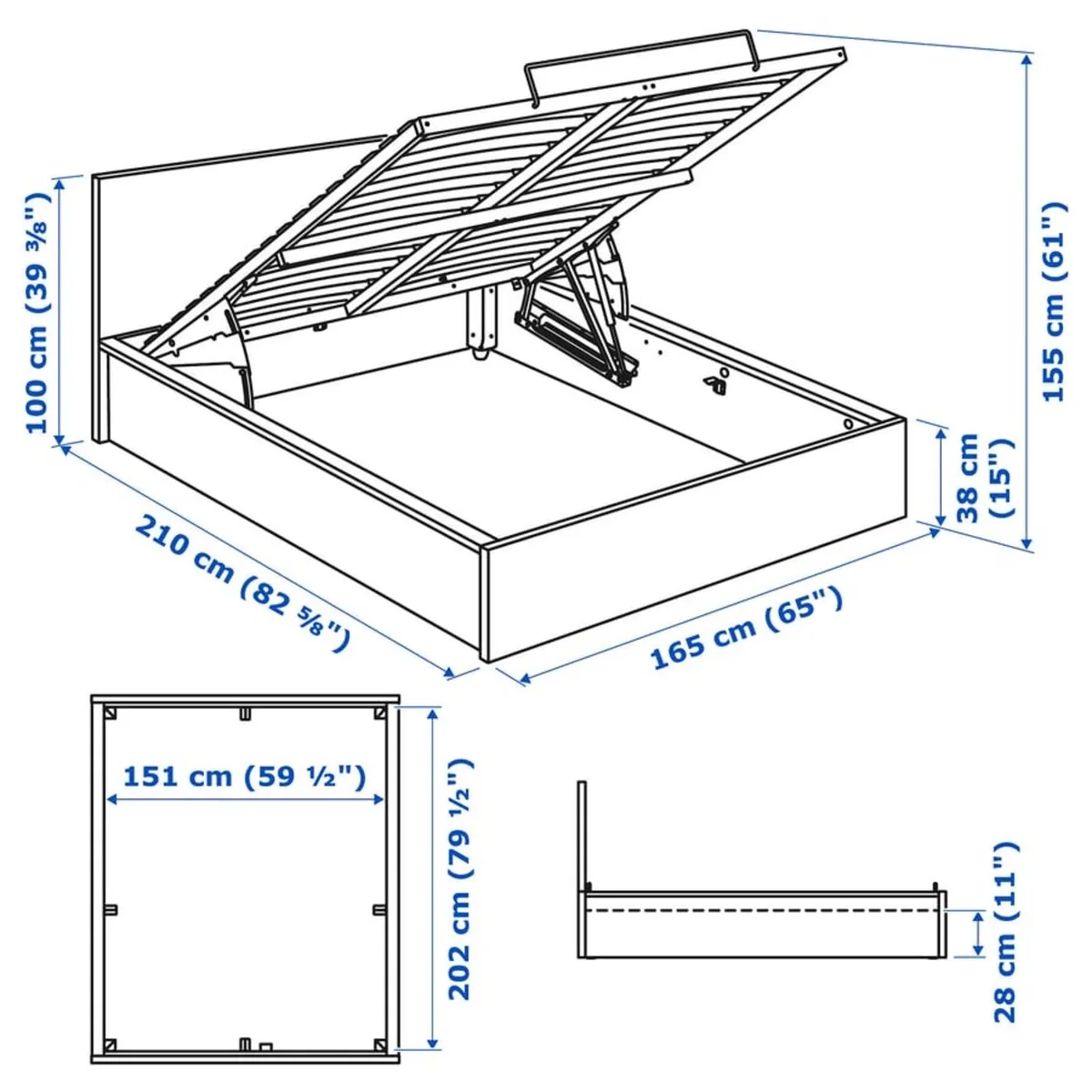 IKEA MALM OTTOMAN BED - STD KING - Image 3