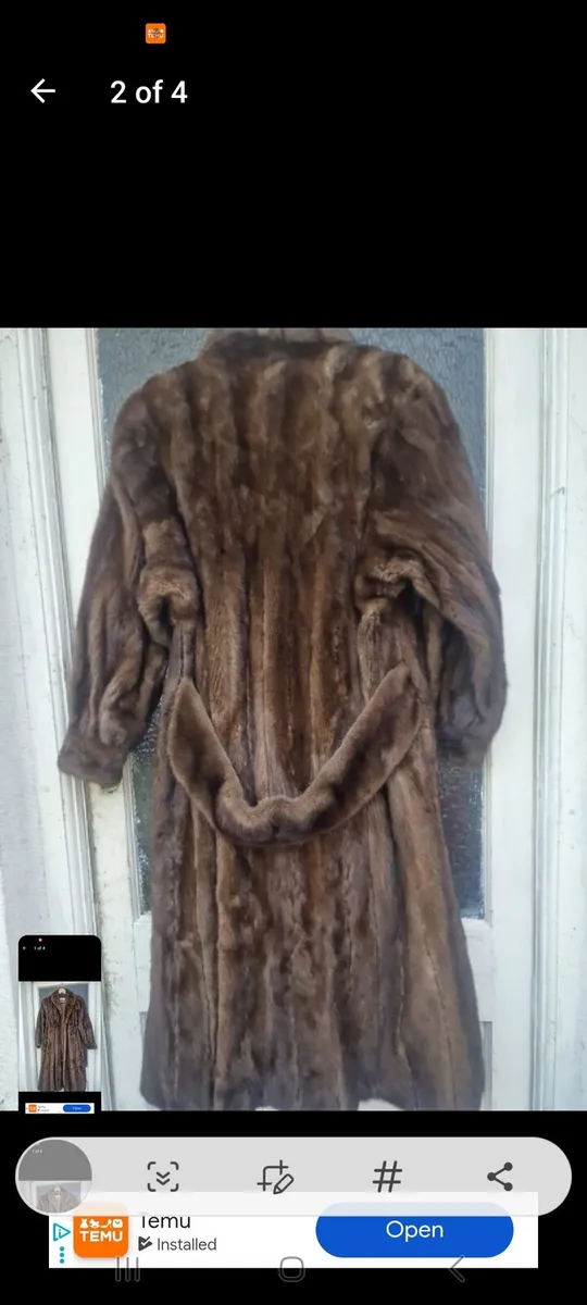 Real mink ladies fur long brown coat (post incl) - Image 2