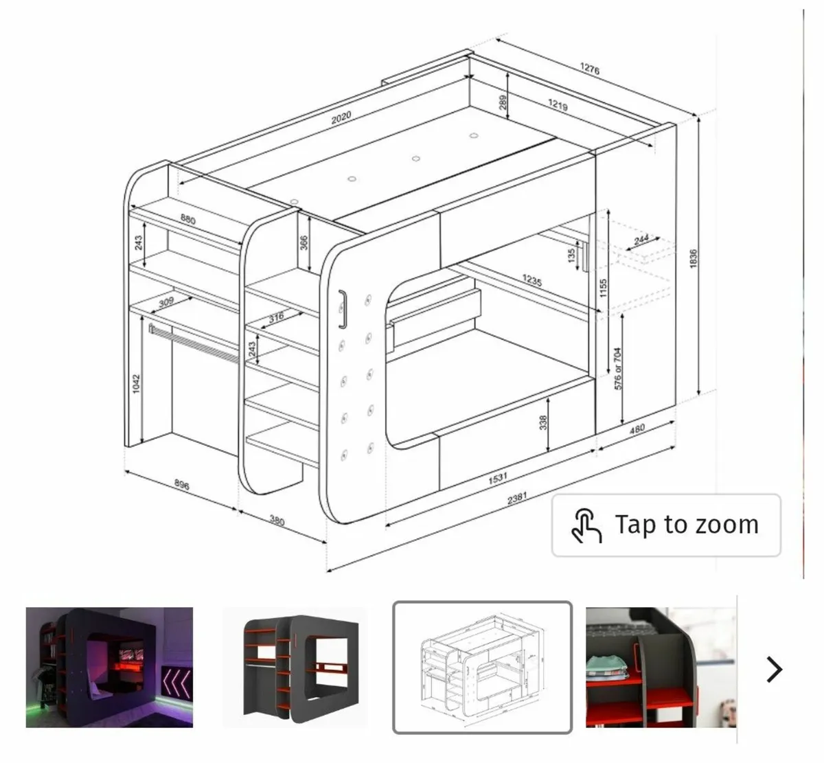 Gaming bed with desk - Image 4