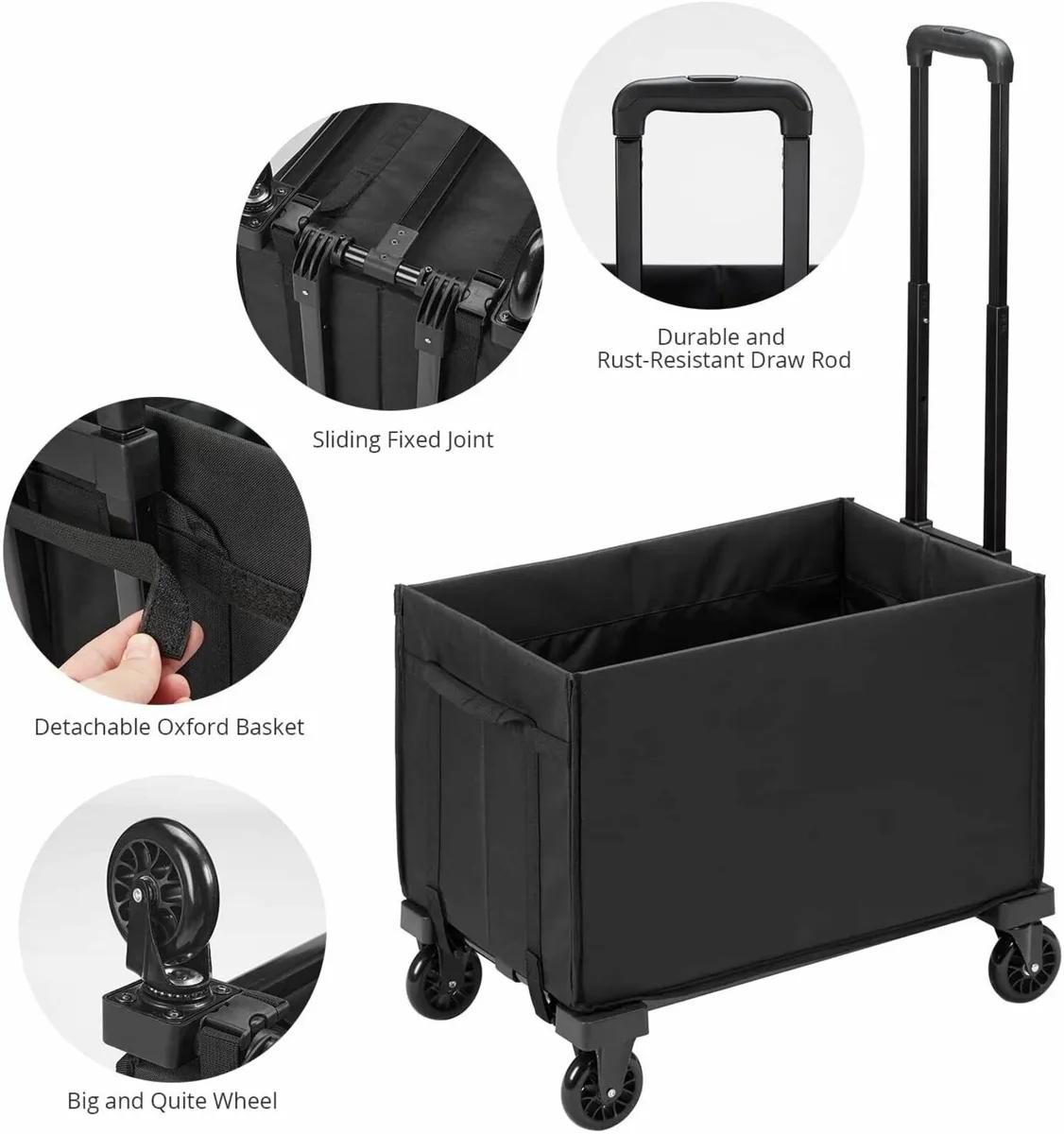 2-in-1 Folding Hand Truck Shopping Cart with Bag - Image 2