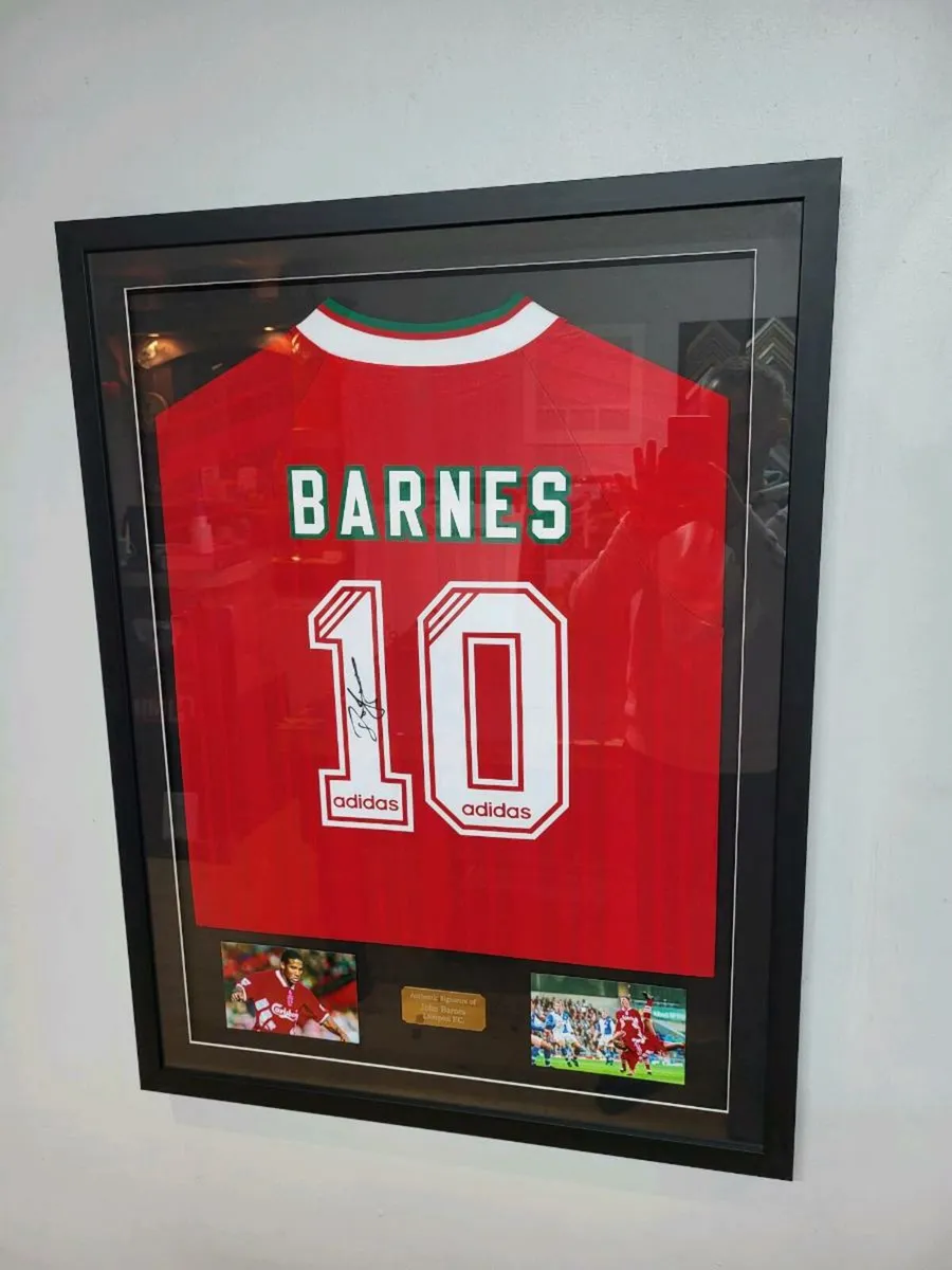 John Barnes Framed Signed Liverpool F.C. Shirts - Image 1