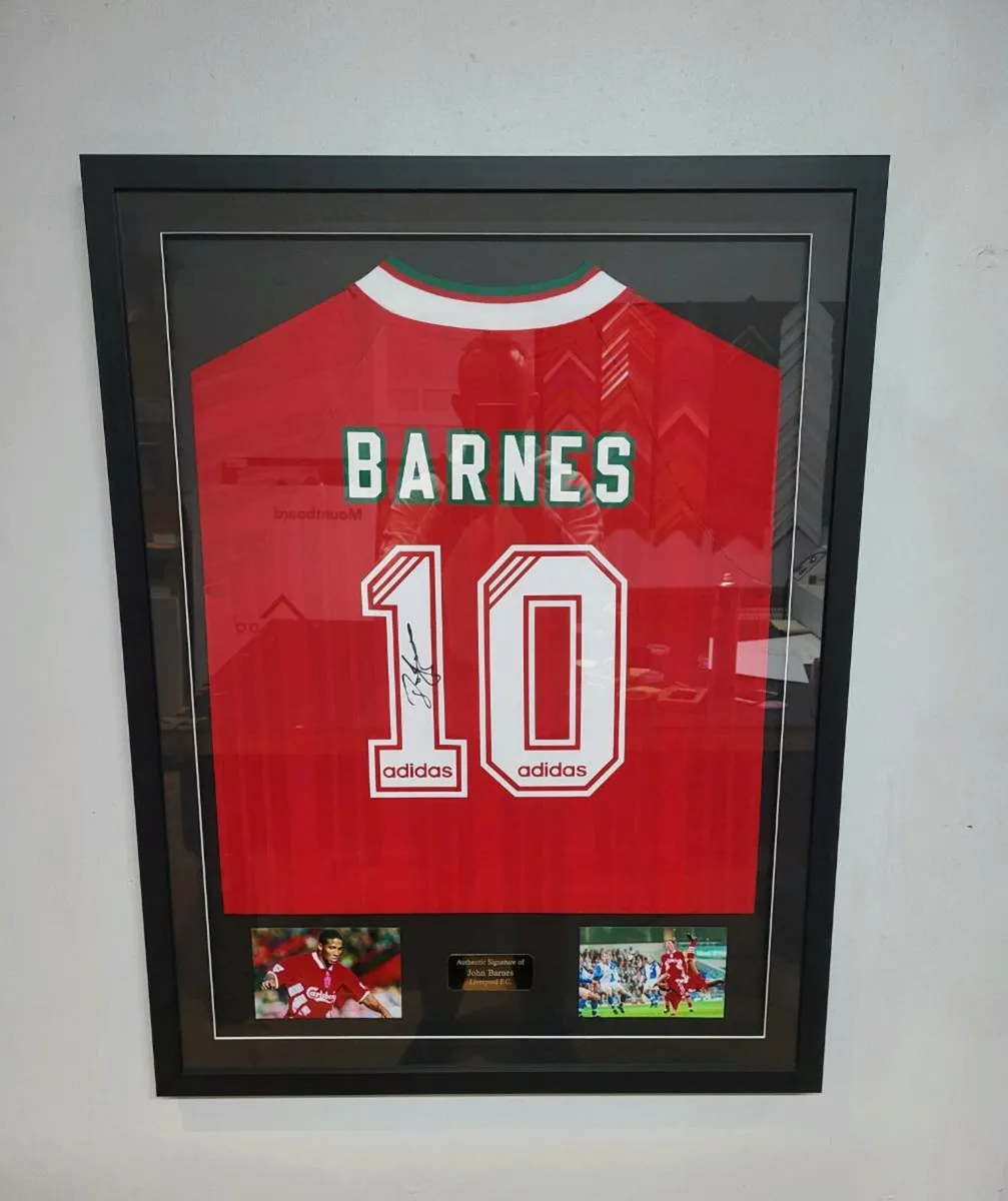 John Barnes Framed Signed Liverpool F.C. Shirts - Image 4
