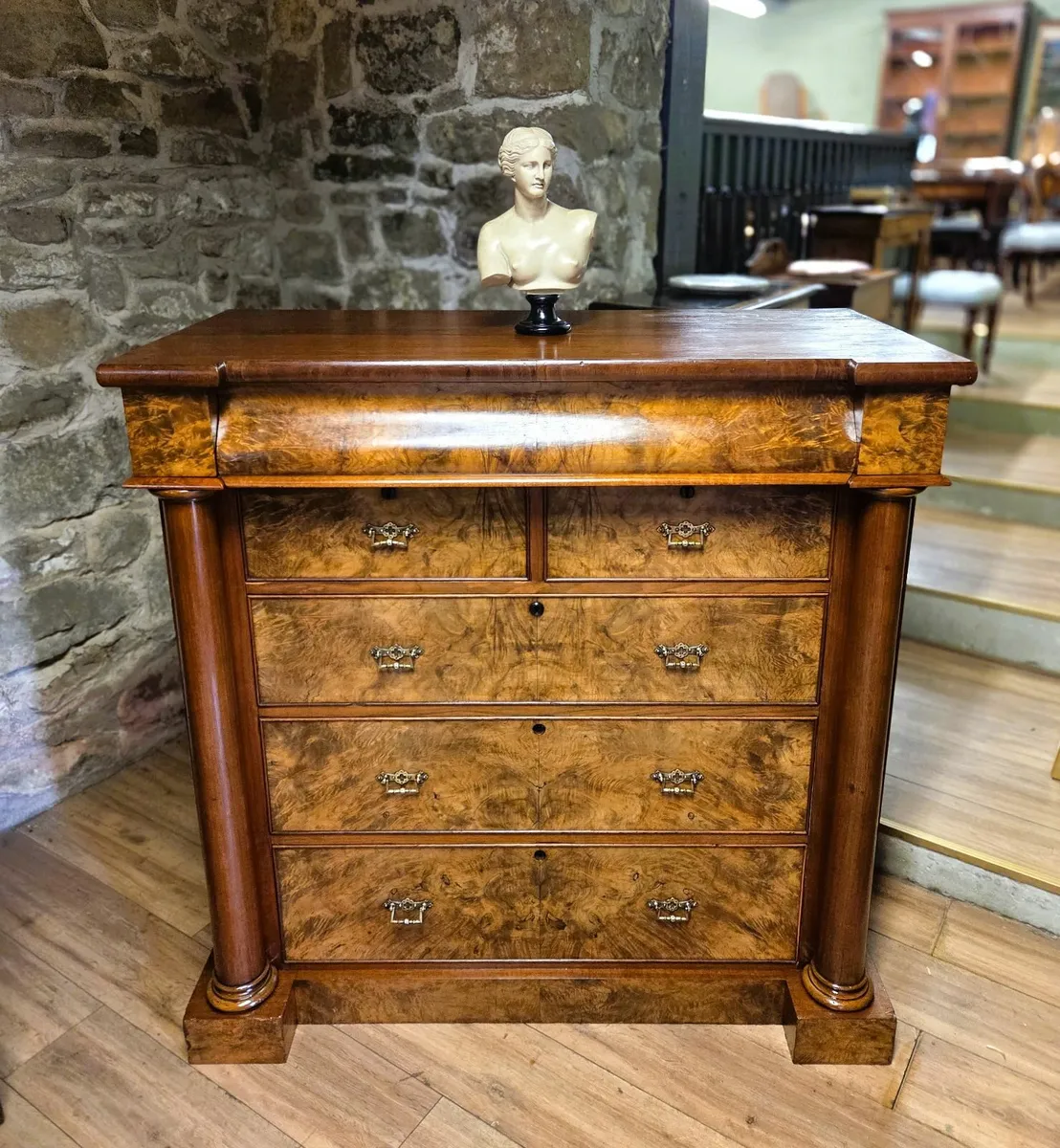 Large Victorian Burr Walnut Chest- Circa 1870 - Image 1