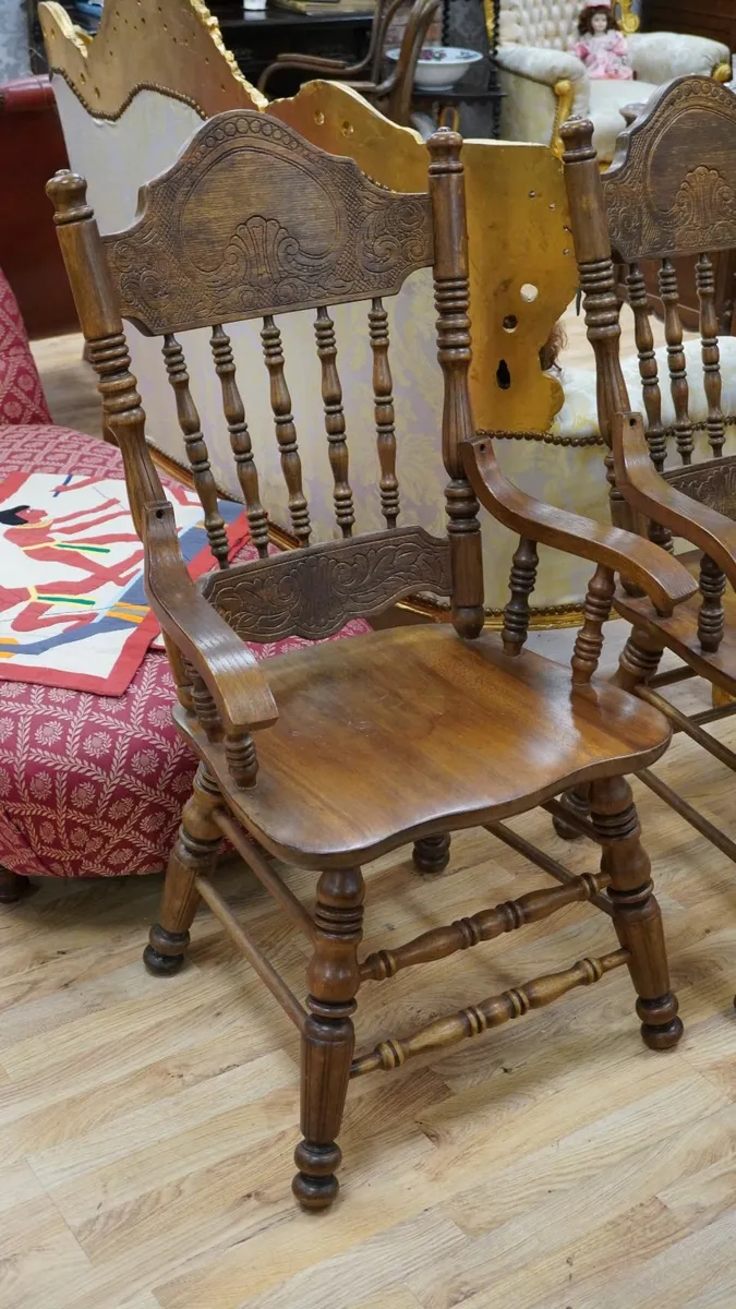 Heavy Solid Wood Carver Dining Chairs (Pair) - Image 3