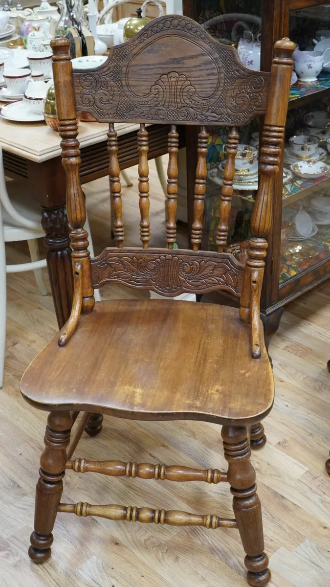 Heavy Solid Wood Dining Chairs - Image 4