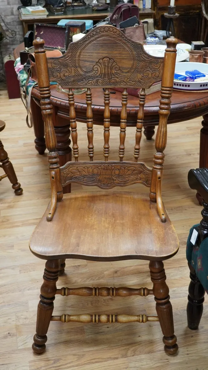 Heavy Solid Wood Dining Chairs - Image 2