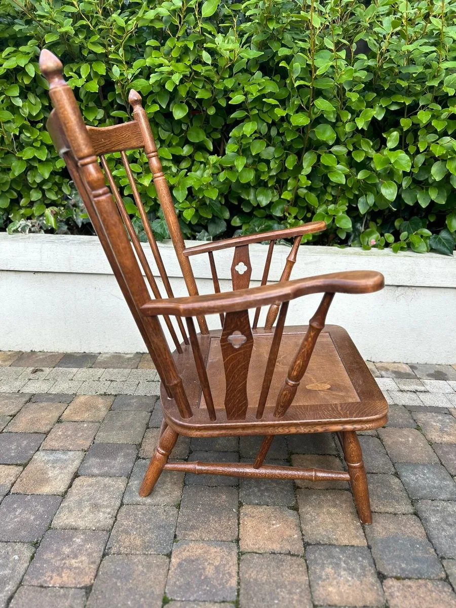Antique oak gothic lounge chair - Image 4