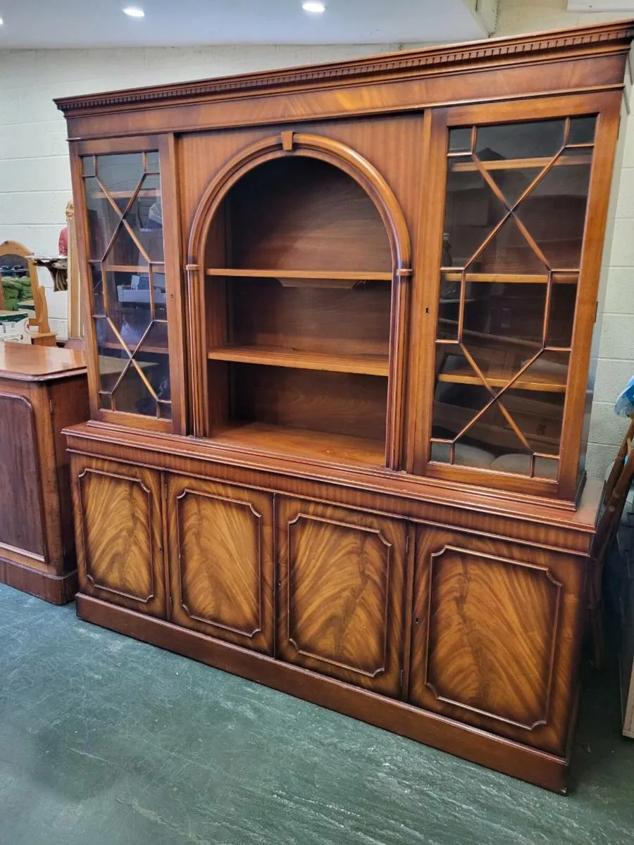 Large Flamed Mahogany Display Cabinet - Image 1