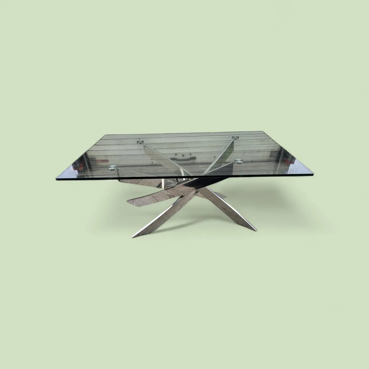 Modern Glass and Chrome coffee table - Image 2