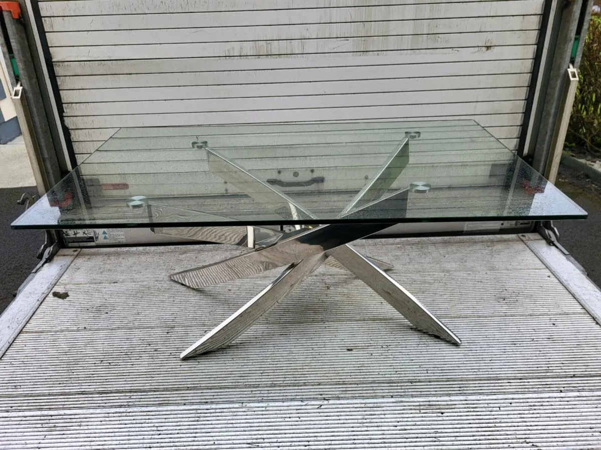 Modern Glass and Chrome coffee table - Image 3