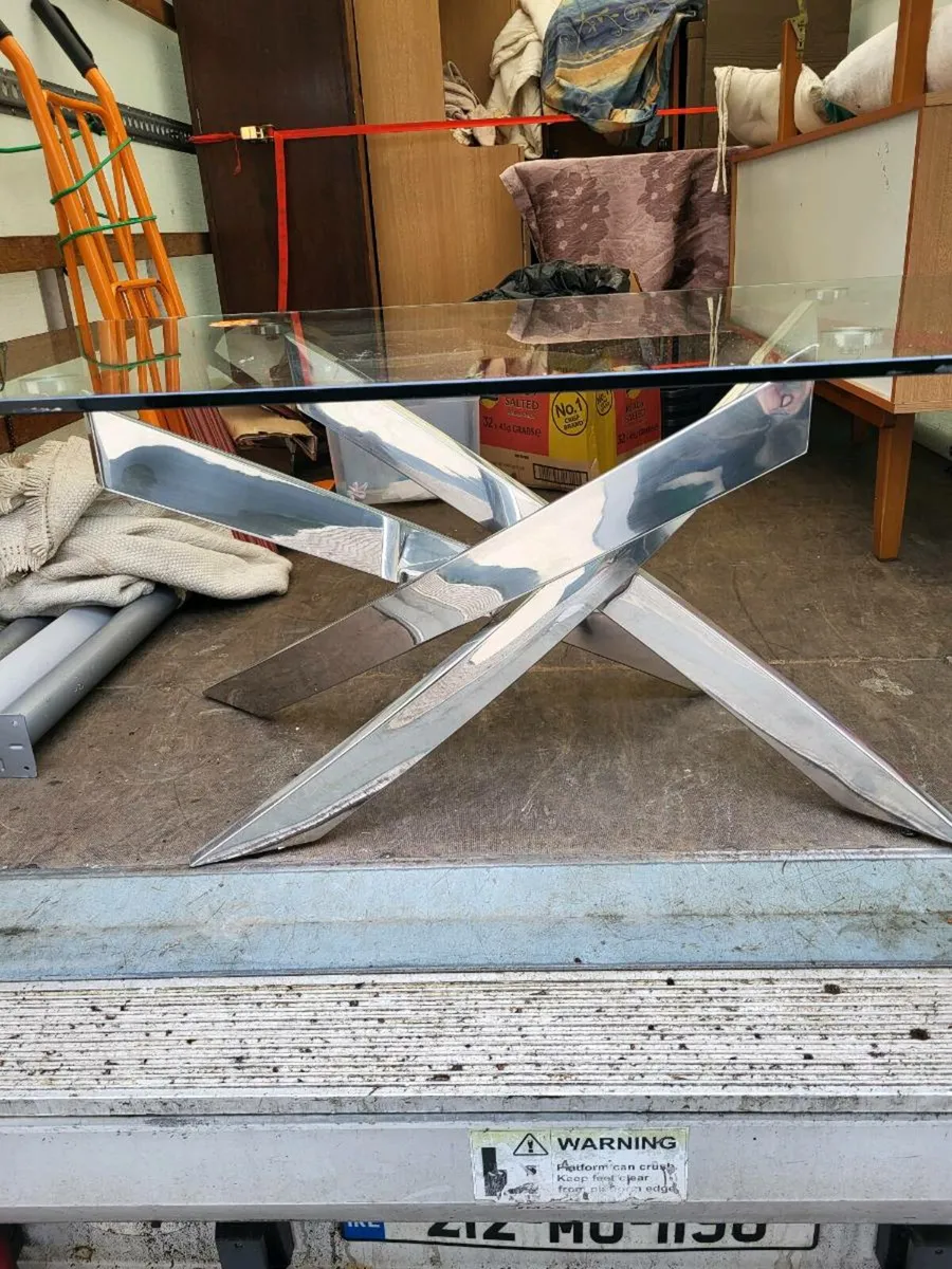 Modern Glass and Chrome coffee table - Image 4