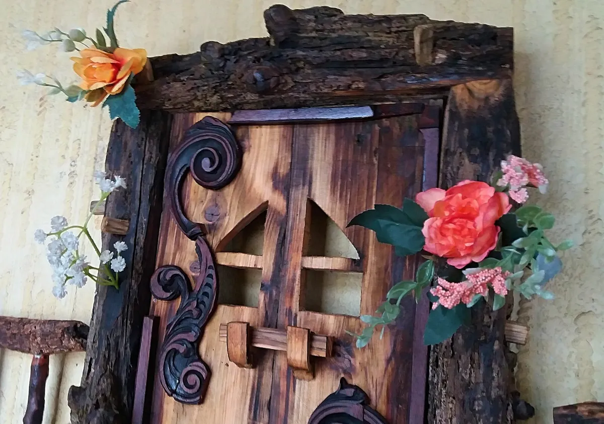 Rustic Driftwood Hobbit/ Fairy Door Floating Shelf - Image 4