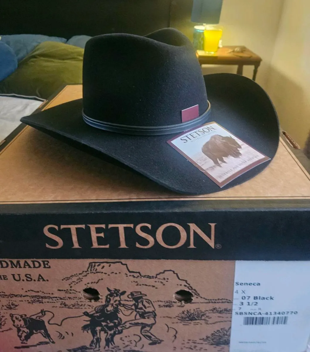 Stetson Seneca Black 4X Buffalo Wool Hat Size 7 - Image 1